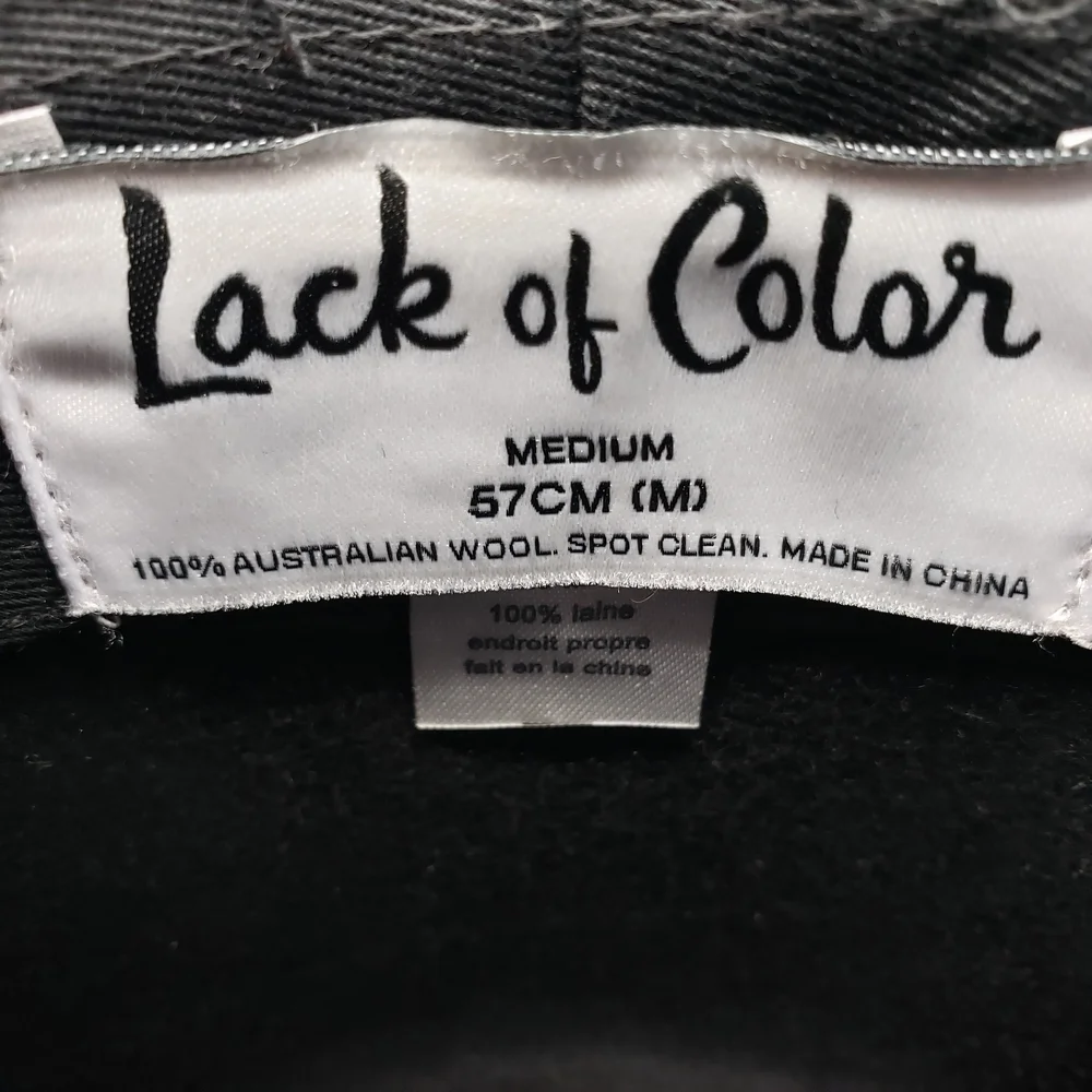 Lack Of Color Med 57cm Black Wool Hat Blue Feather green black band embroidered
